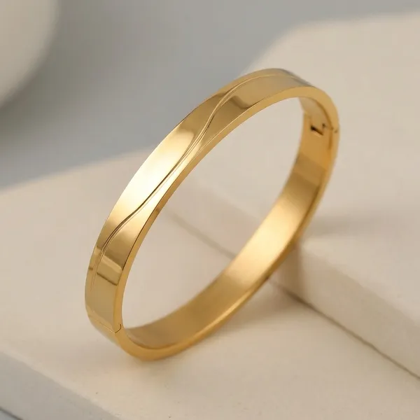 Gold_Stainless_Steel_Plated_Wave_Oval_Cuff_Kada_For_Men