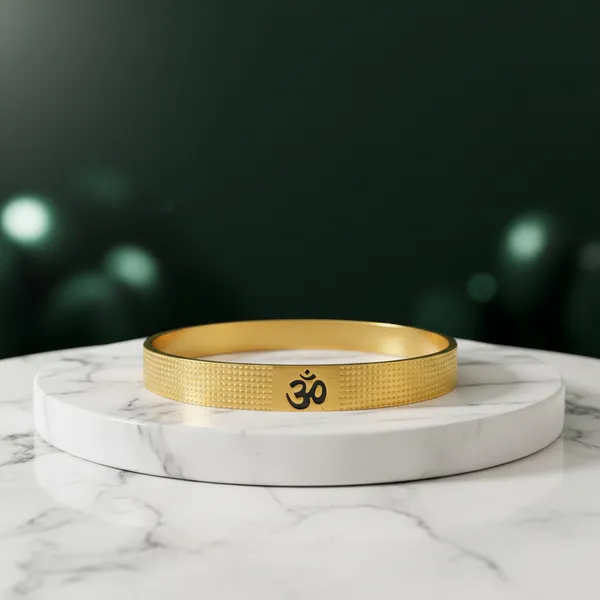 Gold_Stainless_Steel_Plated_Om_Engraved_Textured_Cuff_Kada_For_Men