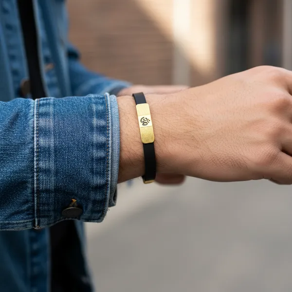 Black_Stainless_Steel_Silicone_Strap_Om_Bracelet_For_Men