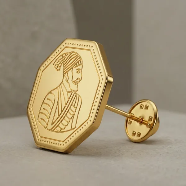 Gold_Stainless_Steel_Plated_Shivaji_Maharaj_Coin_Brooch_Pin_For_Men