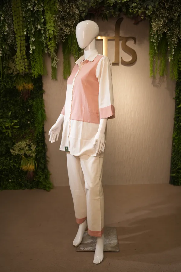 Cream_And_Peach_Cotton_Khadi_Coord_Set_For_Women