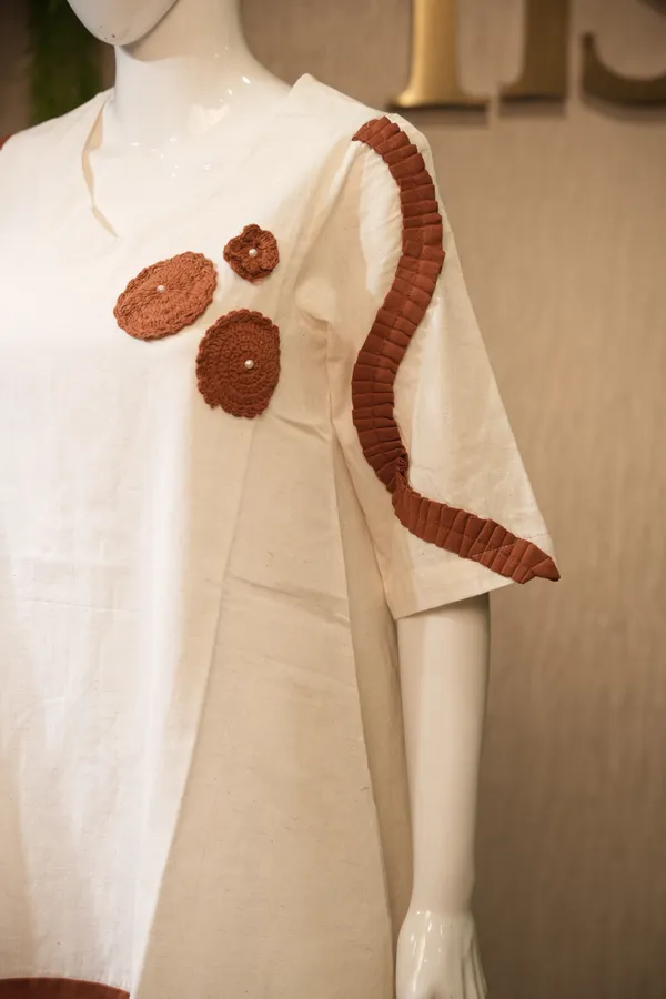 Khadi_Orange_Brown_Cotton_Khadi_Kurti_For_Women