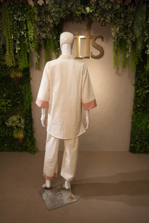 Cream_And_Peach_Cotton_Khadi_Coord_Set_For_Women