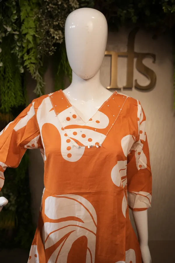 Orange_Cotton_Printed_Coord_Set_For_Women