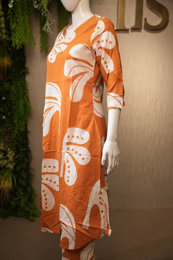 Orange_Cotton_Printed_Coord_Set_For_Women