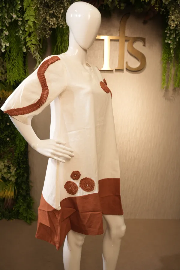 Khadi_Orange_Brown_Cotton_Khadi_Kurti_For_Women