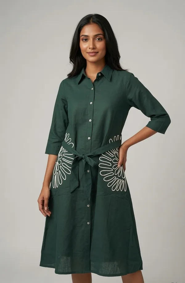 Bottle_Green_Cotton_Kurti_For_Women