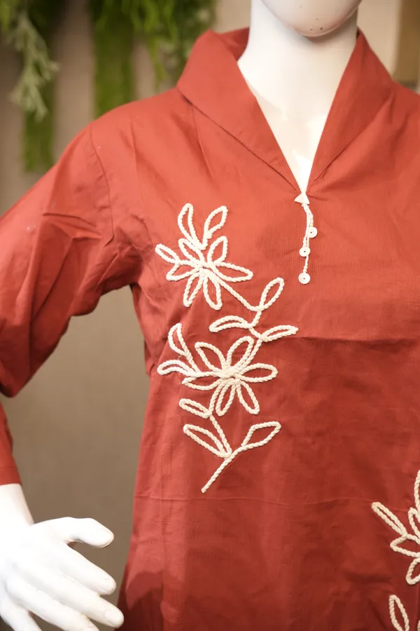 Red_Cotton_Thread_Work_Coord_Set_For_Women