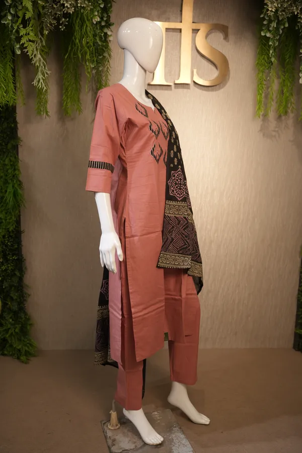 Solid_Pitch_Cotton_Suit_With_Hand_Painted_Dupatta_For_Women