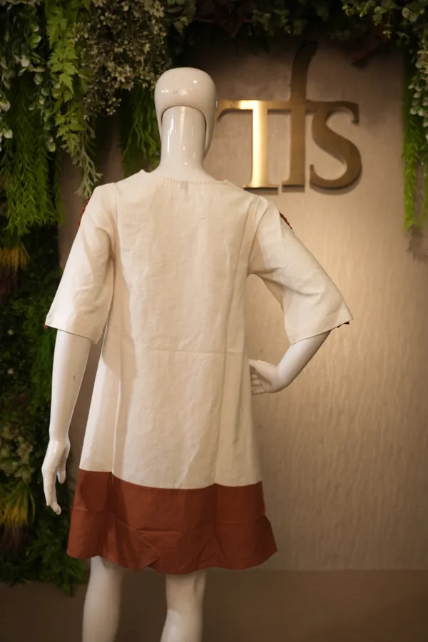 Khadi_Orange_Brown_Cotton_Khadi_Kurti_For_Women