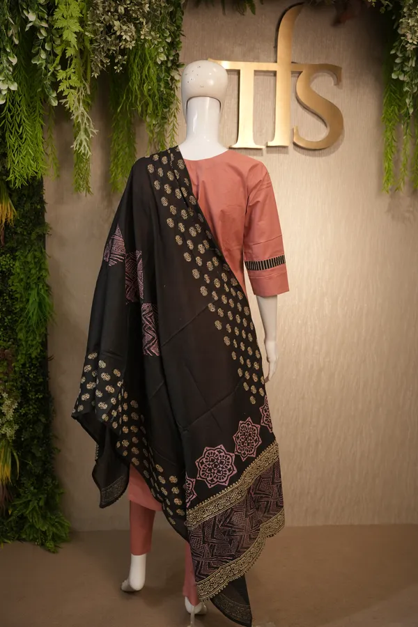 Solid_Pitch_Cotton_Suit_With_Hand_Painted_Dupatta_For_Women