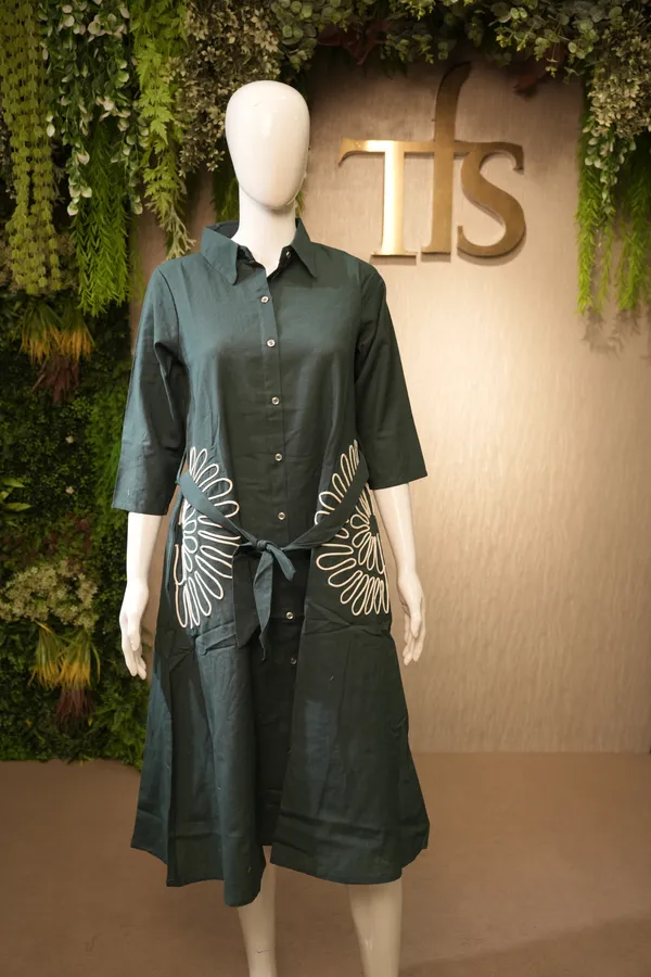 Bottle_Green_Cotton_Kurti_For_Women