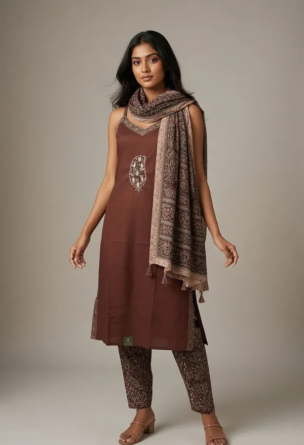 Brown_Cotton_Printed_Suit_With_Dupatta_For_Women