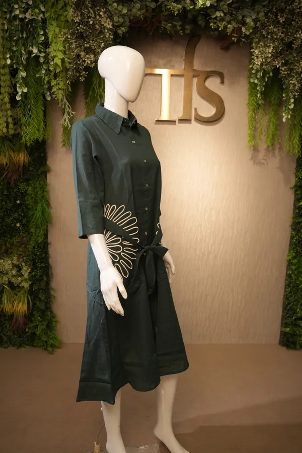 Bottle_Green_Cotton_Kurti_For_Women
