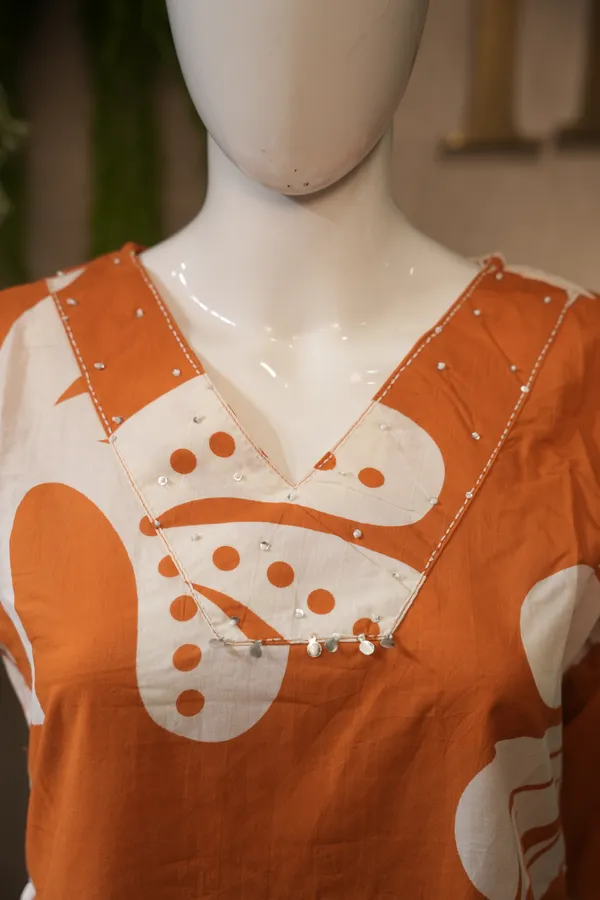Orange_Cotton_Printed_Coord_Set_For_Women