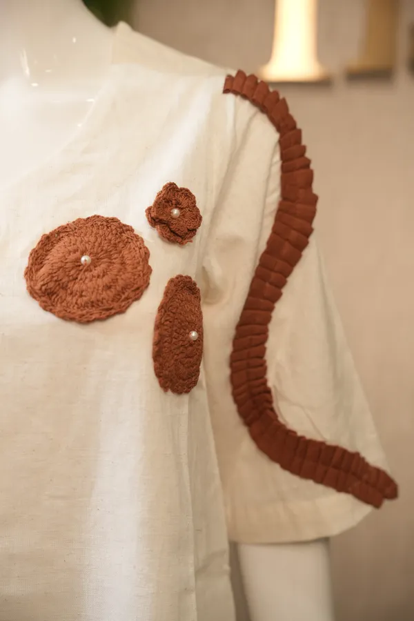 Khadi_Orange_Brown_Cotton_Khadi_Kurti_For_Women
