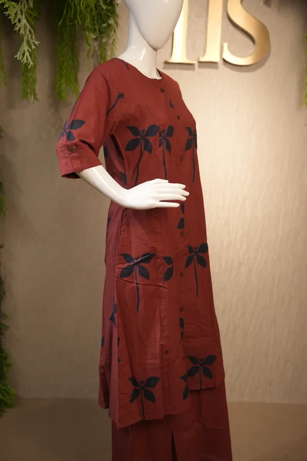Maroon_Cotton_Coord_Set_For_Women