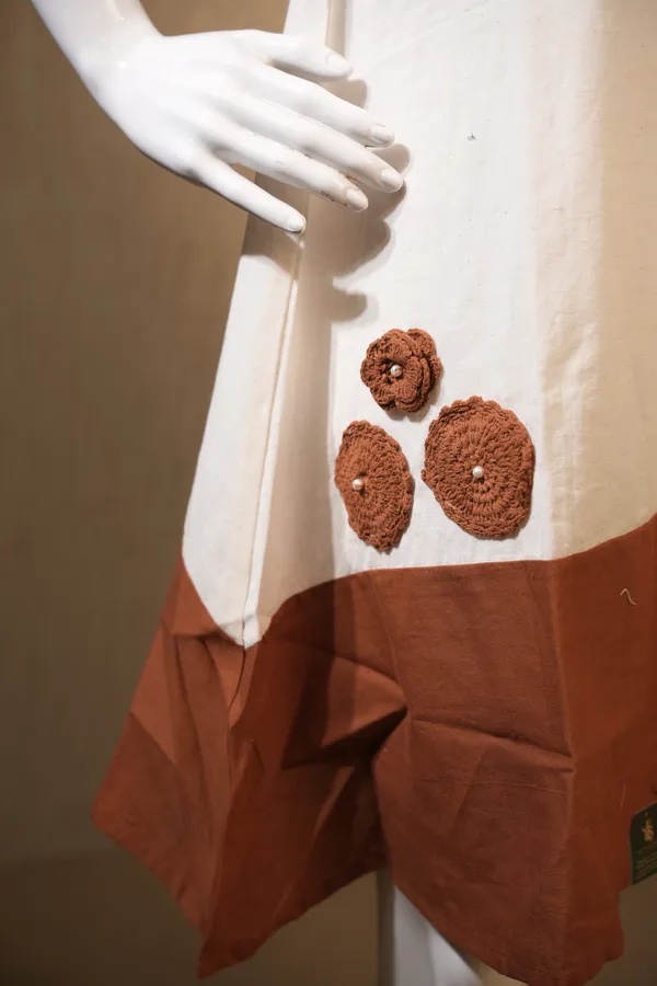 Khadi_Orange_Brown_Cotton_Khadi_Kurti_For_Women