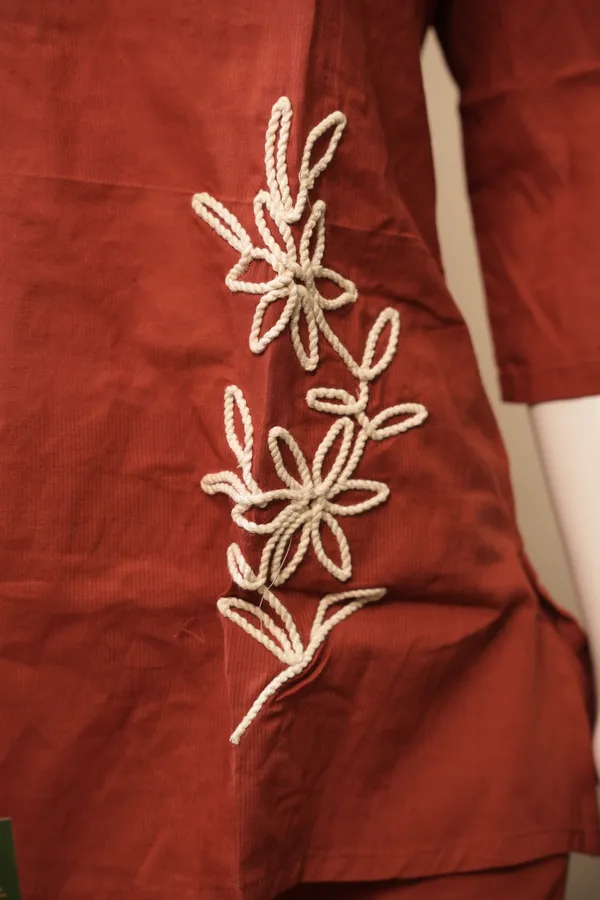 Red_Cotton_Thread_Work_Coord_Set_For_Women