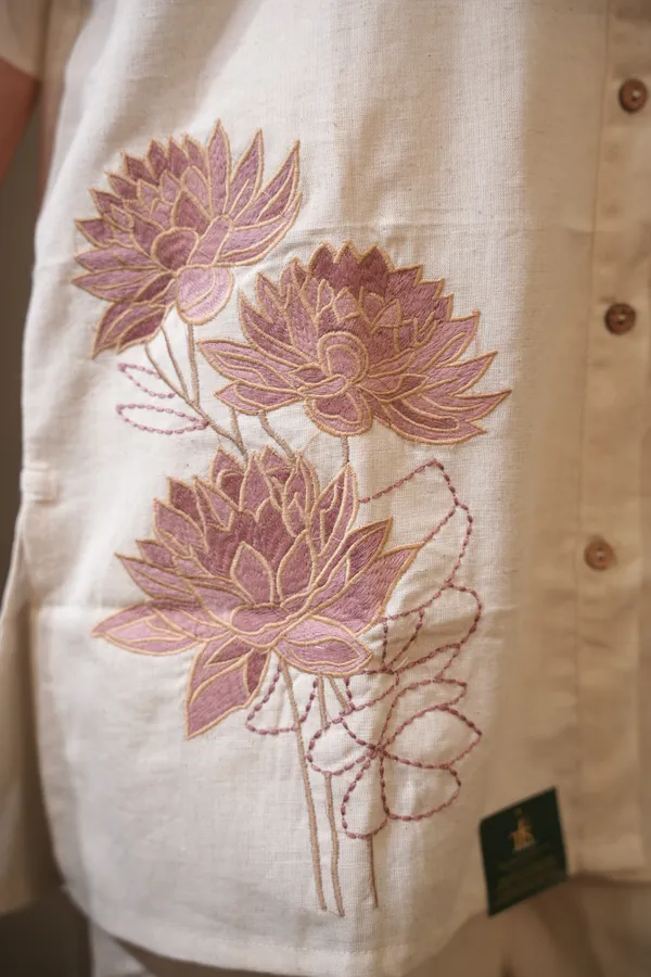 Cream_And_Peach_Cotton_Khadi_Coord_Set_For_Women