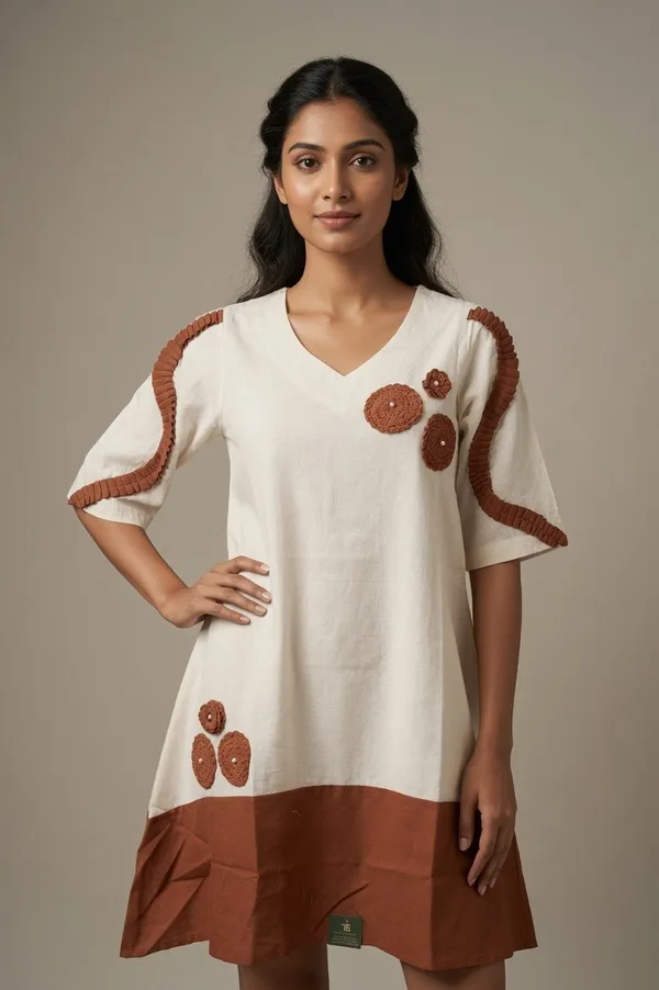 Khadi_Orange_Brown_Cotton_Khadi_Kurti_For_Women