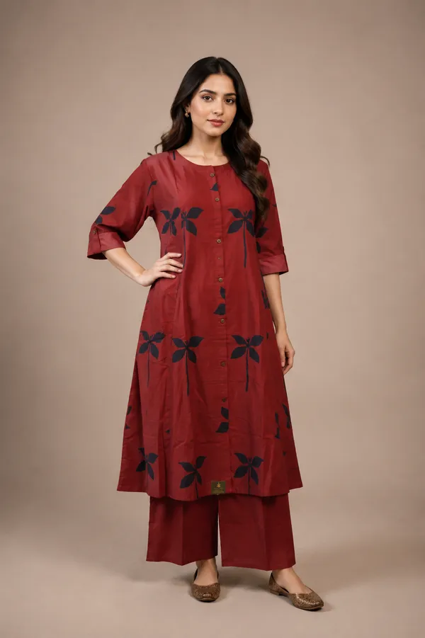 Maroon_Cotton_Coord_Set_For_Women