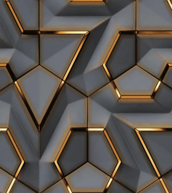 Imported_Paper_Geometric_3d_Gold_Hexagonal_Led_Panel_Wallpaper