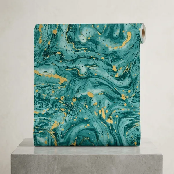 Teal_Gold_Marble_Swirl_Abstract_Wallpaper
