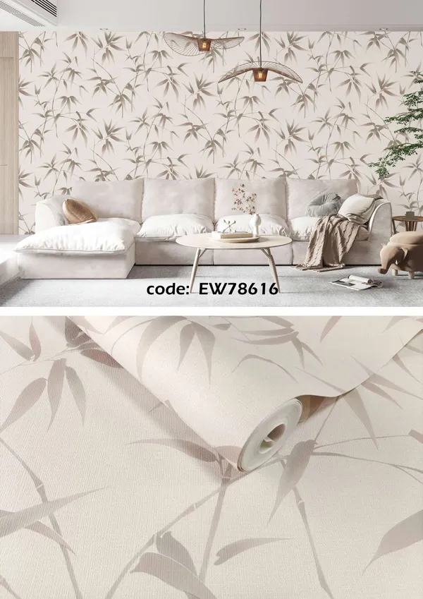Imported_Paper_Botanical_Bamboo_Leaf_Self_Adhesive_Wallpaper