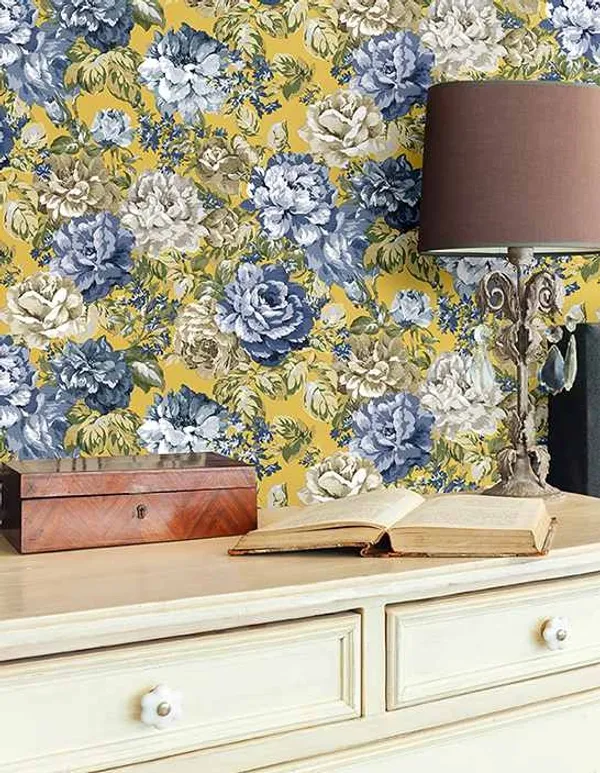 Imported_Paper_Yellow_Floral_Print_Peel_And_Stick_Wallpaper