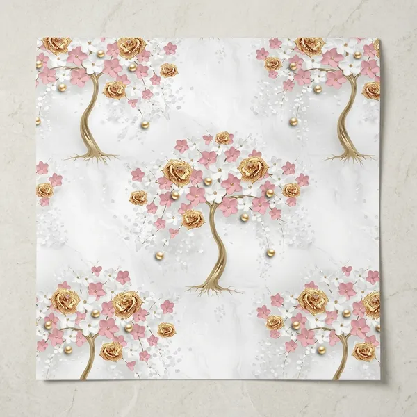 Imported_Paper_Decorative_Floral_Tree_Gold_Pink_Wallpaper
