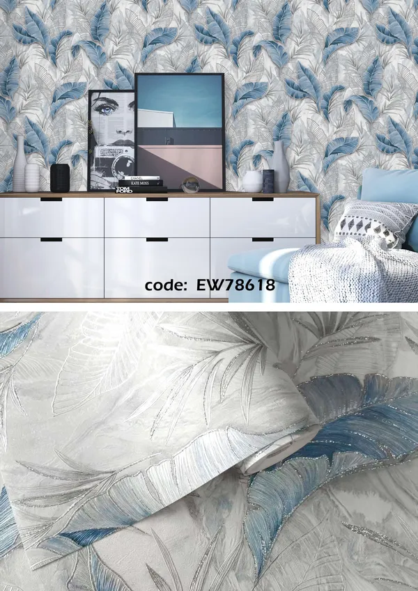 Imported_Paper_Contemporary_Feather_Print_Blue_Grey_Wallpaper
