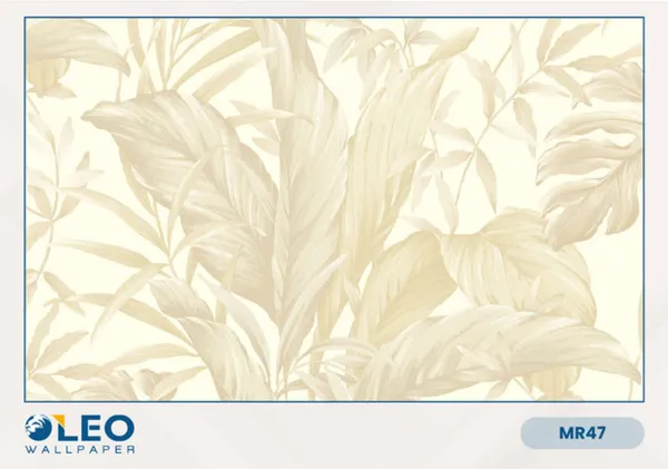 Imported_Paper_Tropical_Leaf_Print_Beige_Wallpaper