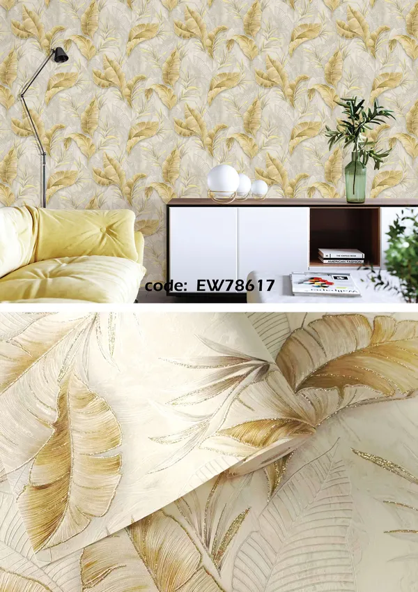 Imported_Paper_Tropical_Golden_Feather_Leaf_Peel_And_Stick_Wallpaper