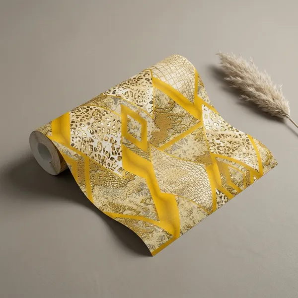 Imported_Paper_Geometric_Gold_Mustard_Diamond_Lattice_Wallpaper