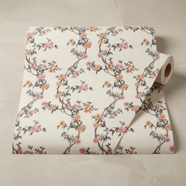 Imported_Paper_Peel_And_Stick_Pink_Floral_Branch_Wallpaper