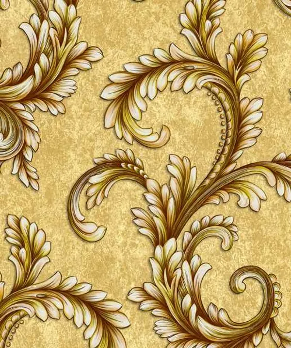 Imported_Paper_Baroque_Gold_Acanthus_Leaf_Scroll_Wallpaper
