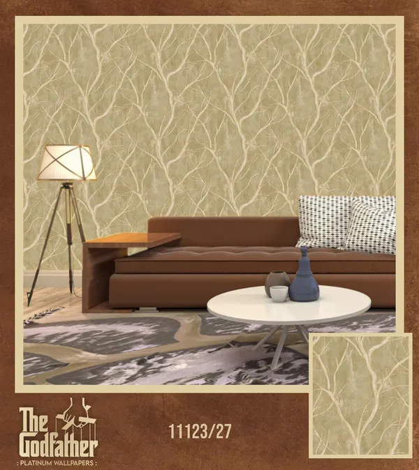 Imported_Paper_Modern_Beige_Branch_Pattern_Textured_Wallpaper