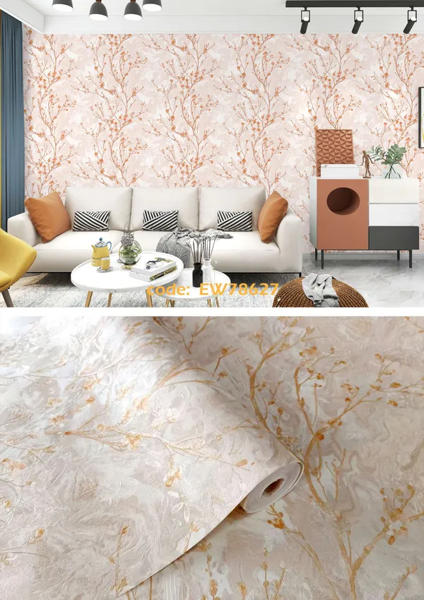 Vinyl_Floral_Branch_Peach_Gold_Self_Adhesive_Wallpaper