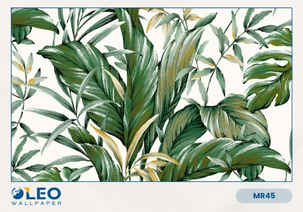 Imported_Paper_Tropical_Palm_Leaf_Print_Green_Wallpaper