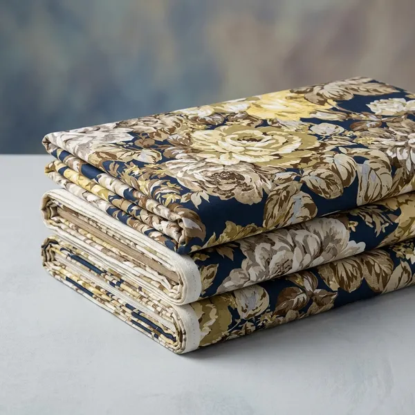 Navy_Blue_Floral_Print_Cotton_Fabric_For_Crafts_And_Apparel