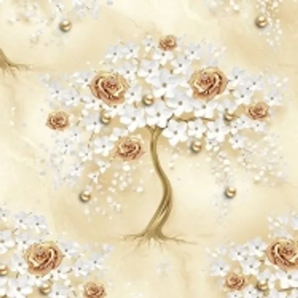 Imported_Paper_Decorative_Cream_Gold_Floral_Tree_Wallpaper