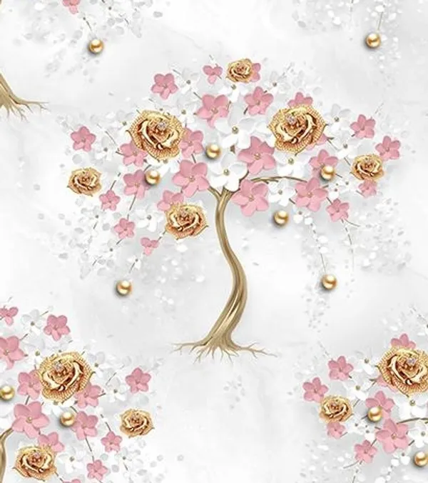Imported_Paper_Decorative_Floral_Tree_Gold_Pink_Wallpaper