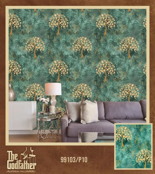 Imported_Paper_Botanical_Teal_Cream_Blossom_Tree_Wallpaper