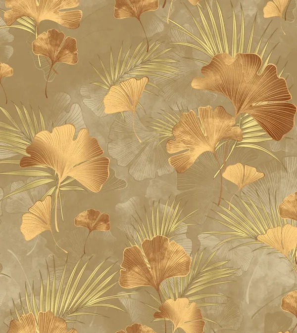 Imported_Paper_Botanical_Golden_Ginkgo_Leaf_Tropical_Wallpaper
