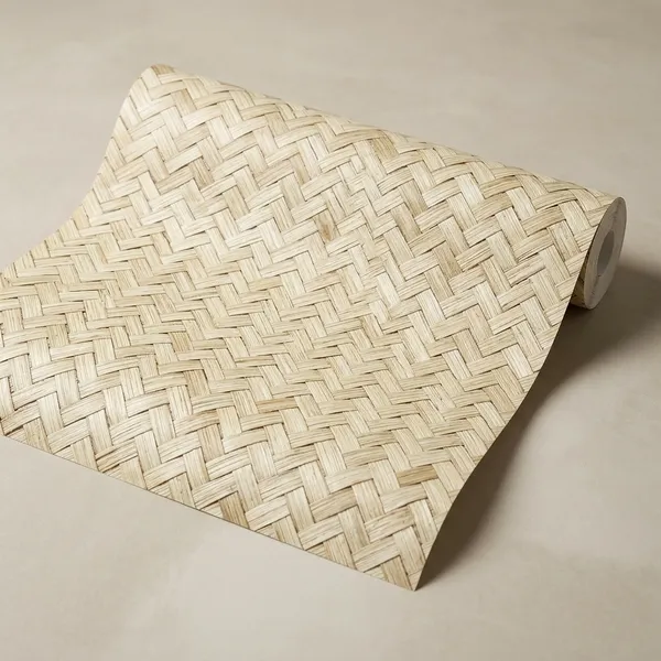 Imported_Paper_Modern_Herringbone_Woven_Texture_Beige_Wallpaper