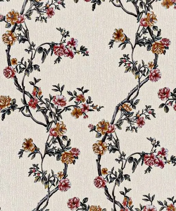 Beige_Floral_Branch_Print_Fabric
