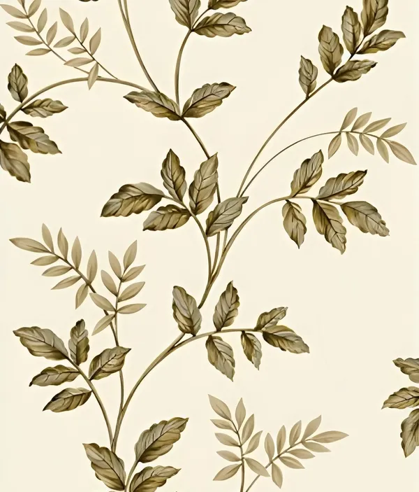 Beige_Botanical_Leaf_Print_Wallpaper