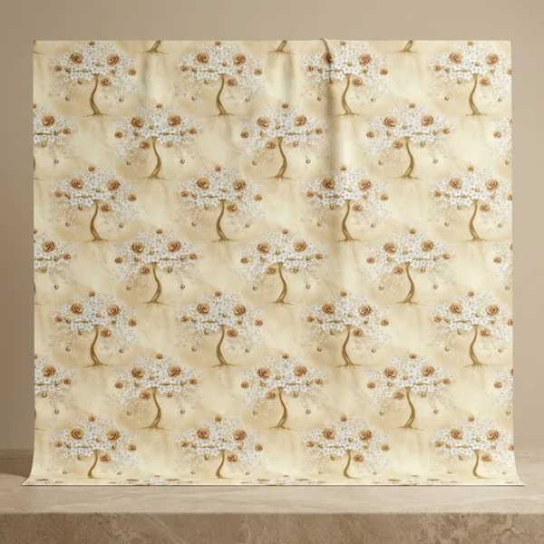 Imported_Paper_Floral_Beige_Brown_Tree_Pattern_Wallpaper