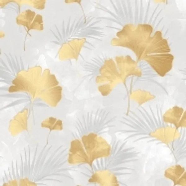 Imported_Paper_Botanical_Ginkgo_Leaf_Print_Gold_Grey_Wallpaper